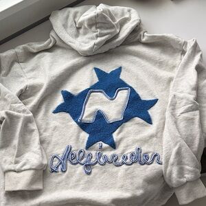 Aelfric Eden Gray Hoodie with Blue Star Patch